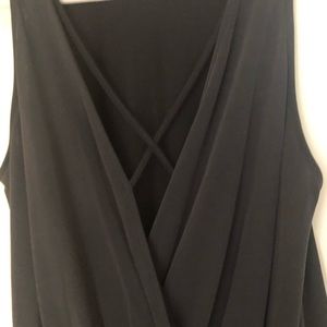 Lush V neck tank with cross cross detail